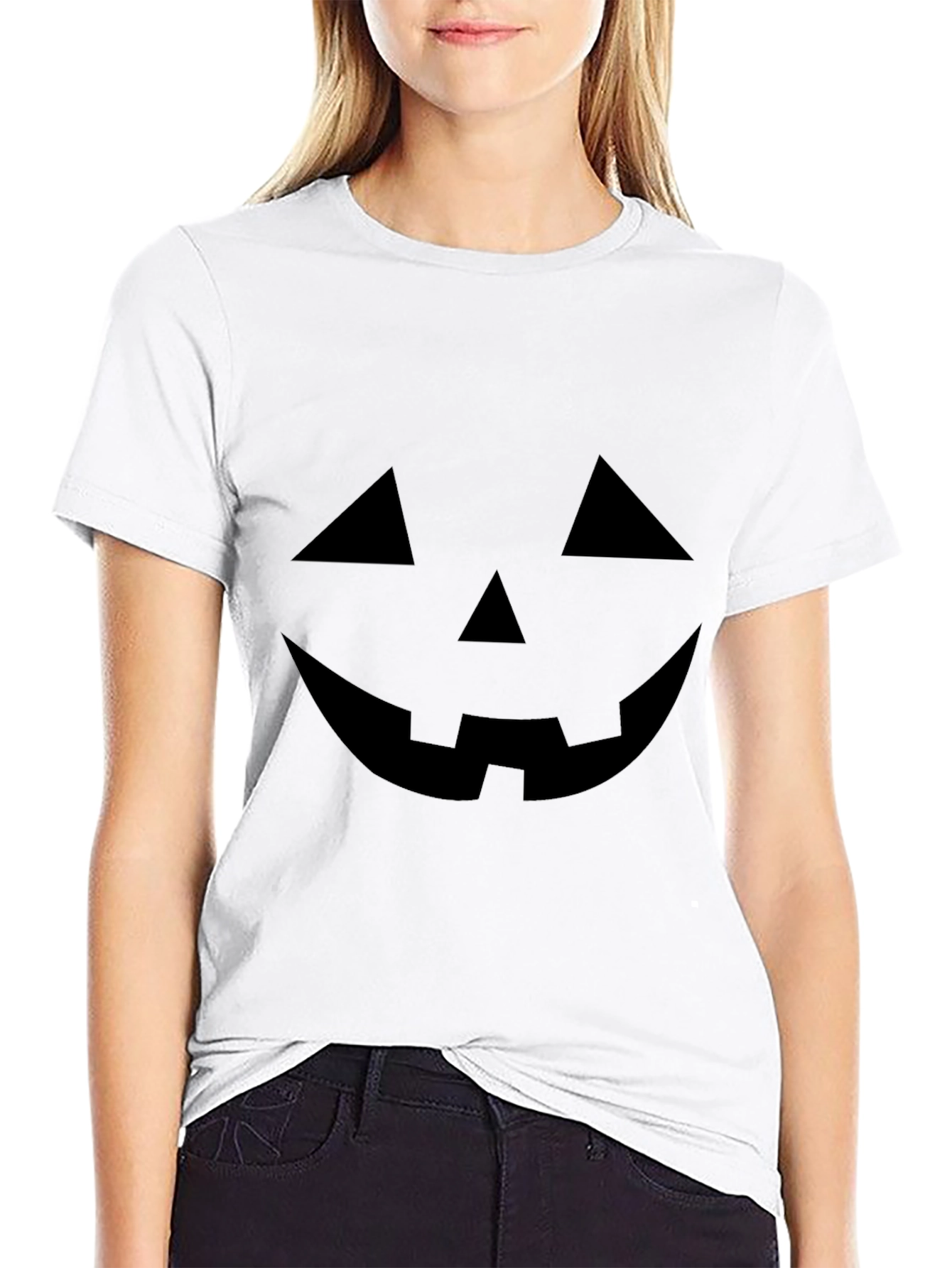 Halloween Pumpkin Face Black T-Shirt