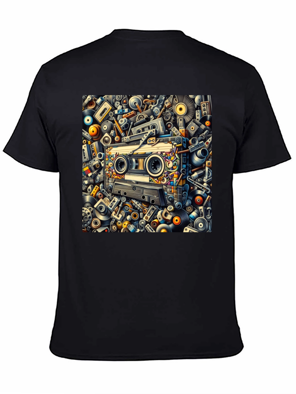 Retro Music Cassette Tape Design Black T-Shirt