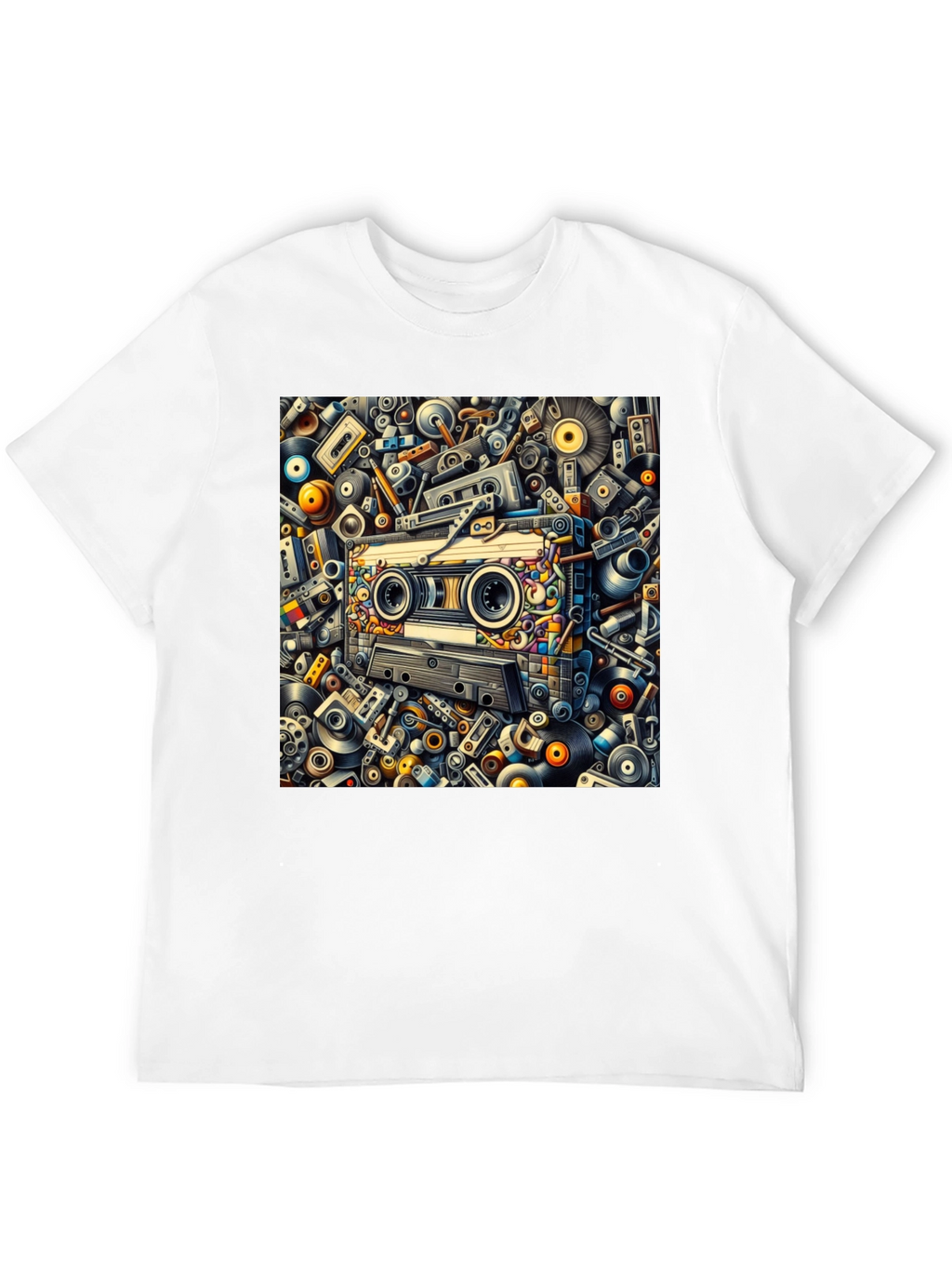 Retro Music Cassette Tape Design Black T-Shirt