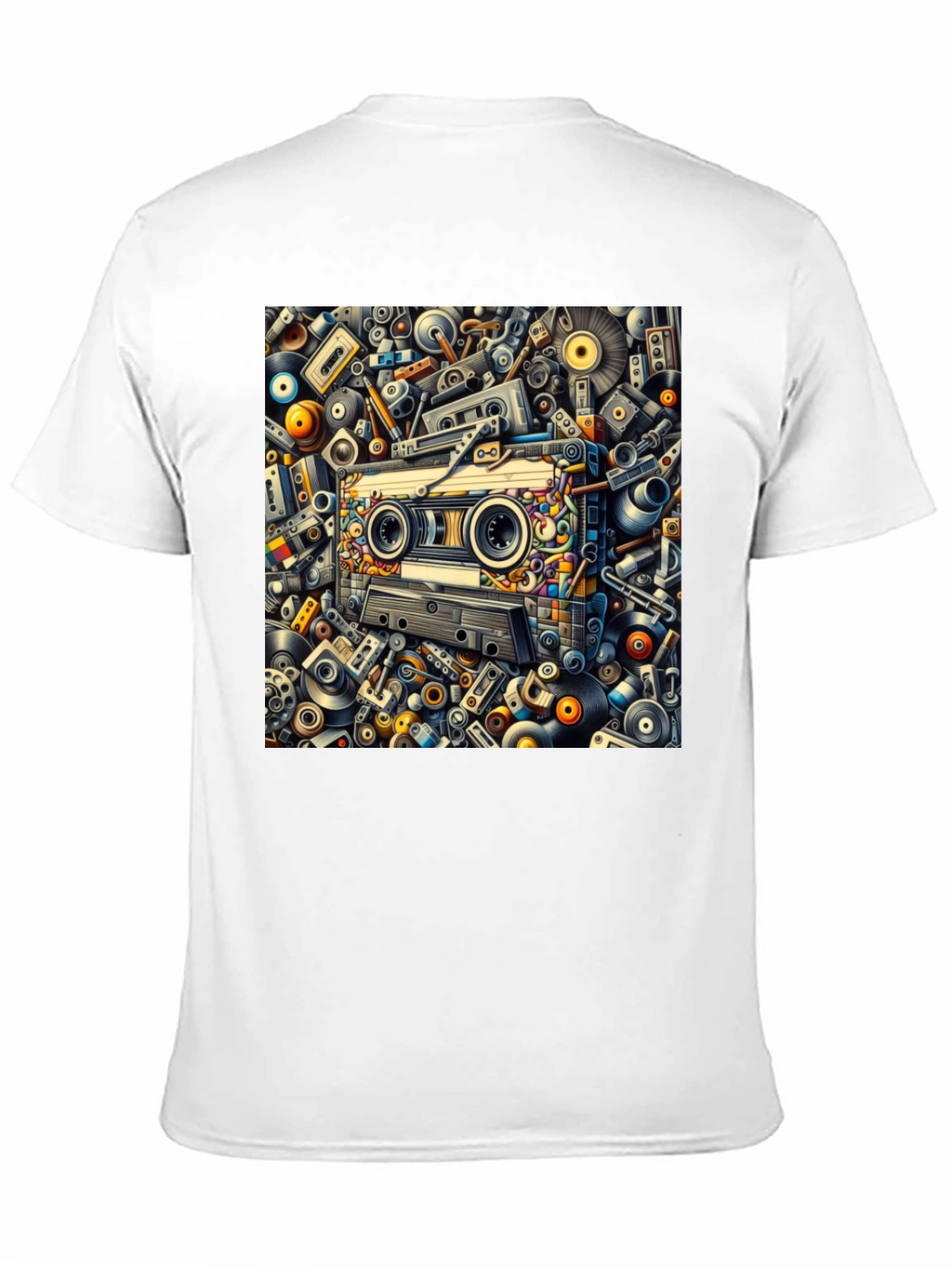 Retro Music Cassette Tape Design Black T-Shirt