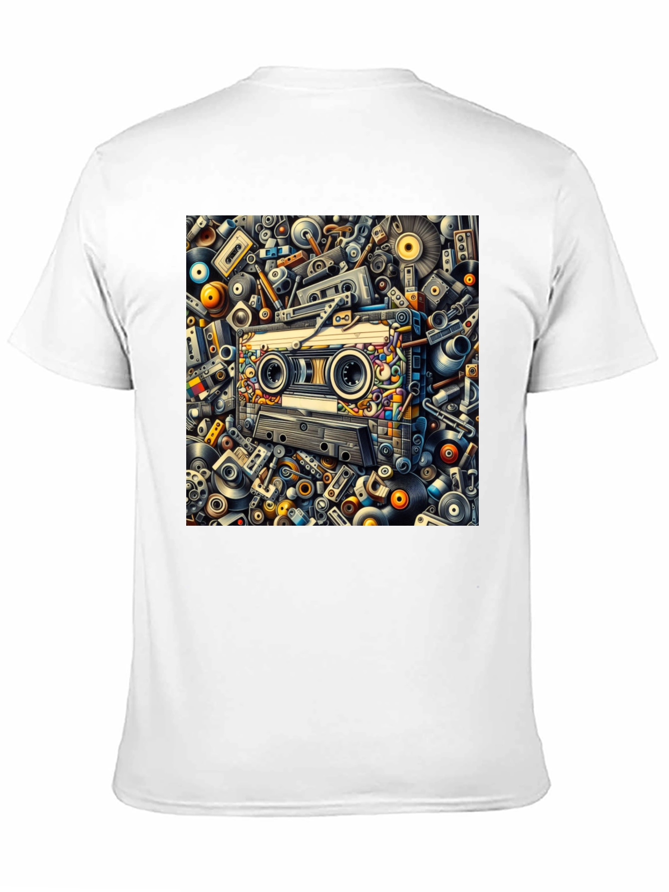 Retro Music Cassette Tape Design Black T-Shirt