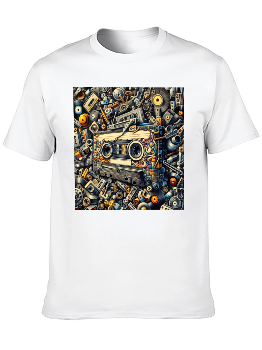 Retro Music Cassette Tape Design Black T-Shirt
