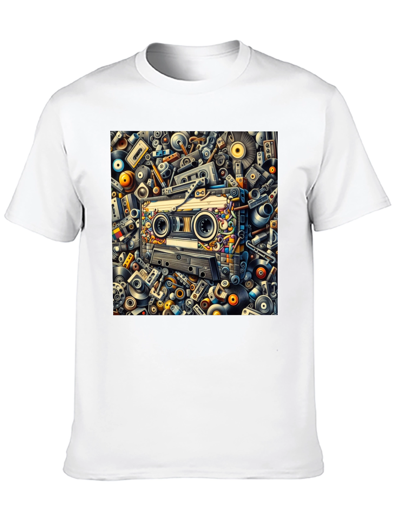Retro Music Cassette Tape Design Black T-Shirt