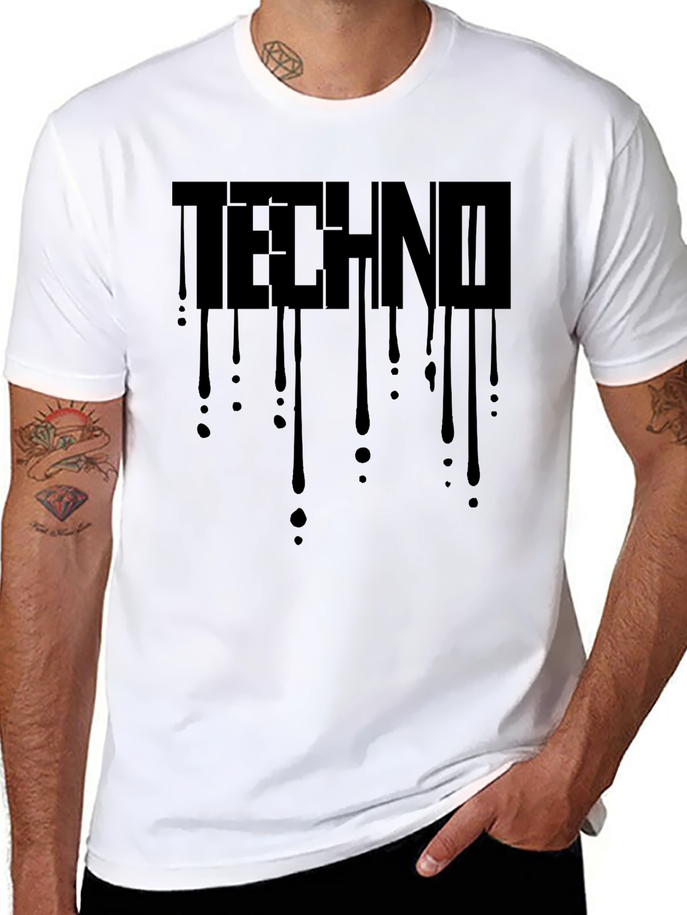 Techno Drip Graphic T-Shirt - Black
