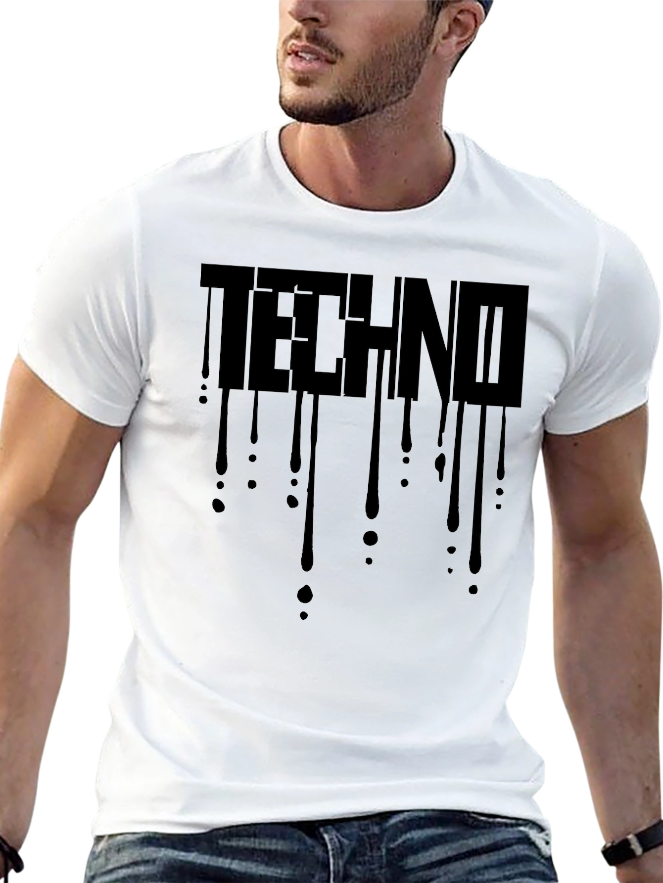 Techno Drip Graphic T-Shirt - Black