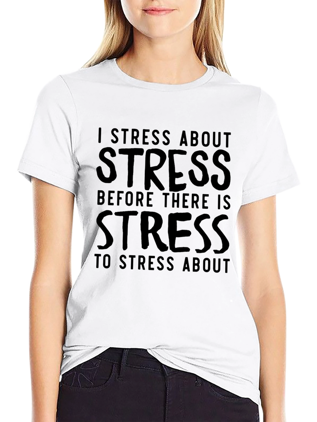 I Stress About Stress Black Tee