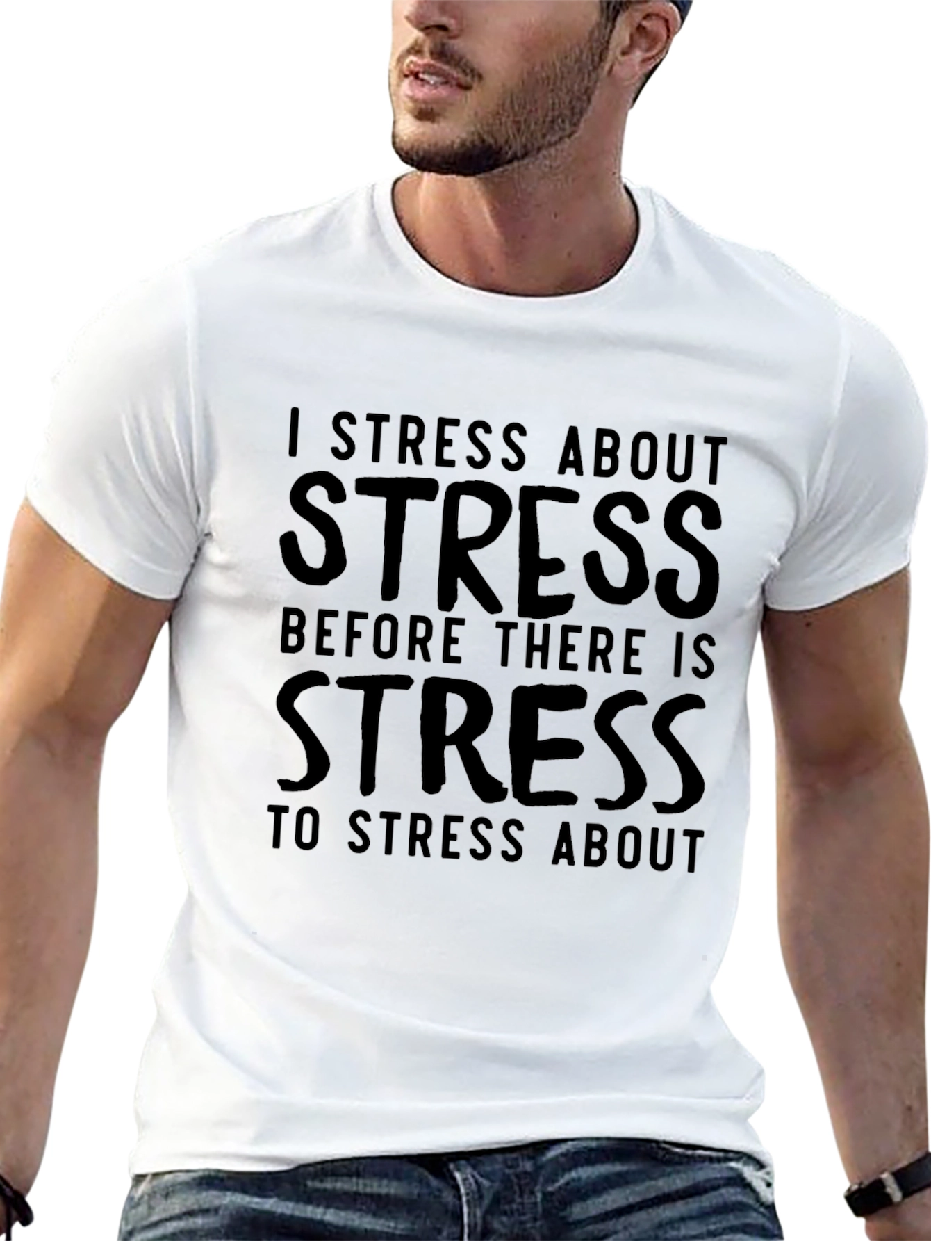 I Stress About Stress Black Tee