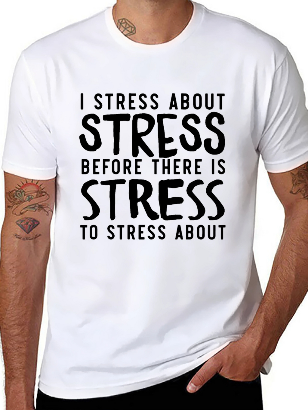 I Stress About Stress Black Tee