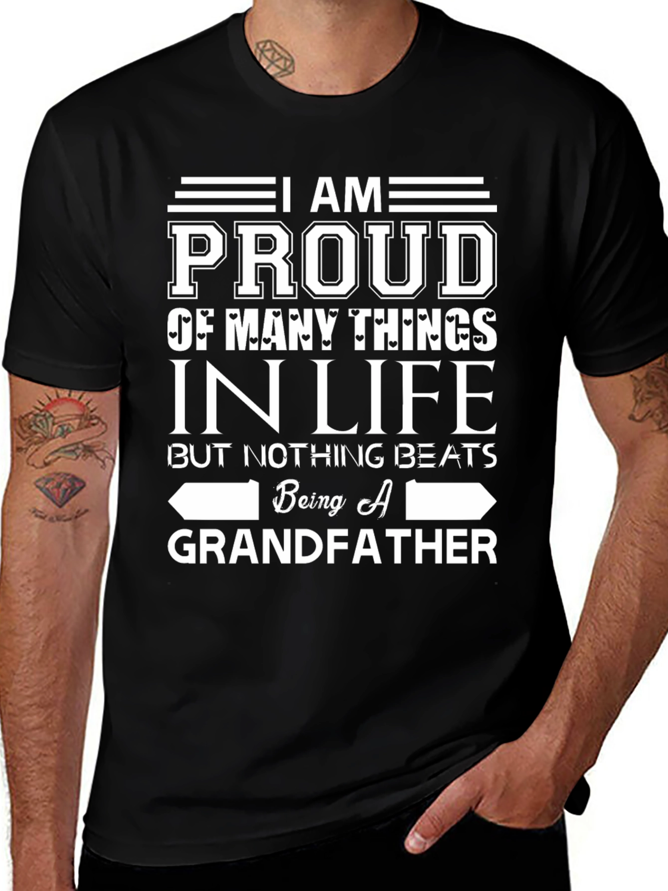 Proud Grandfather Graphic T-Shirt - Black