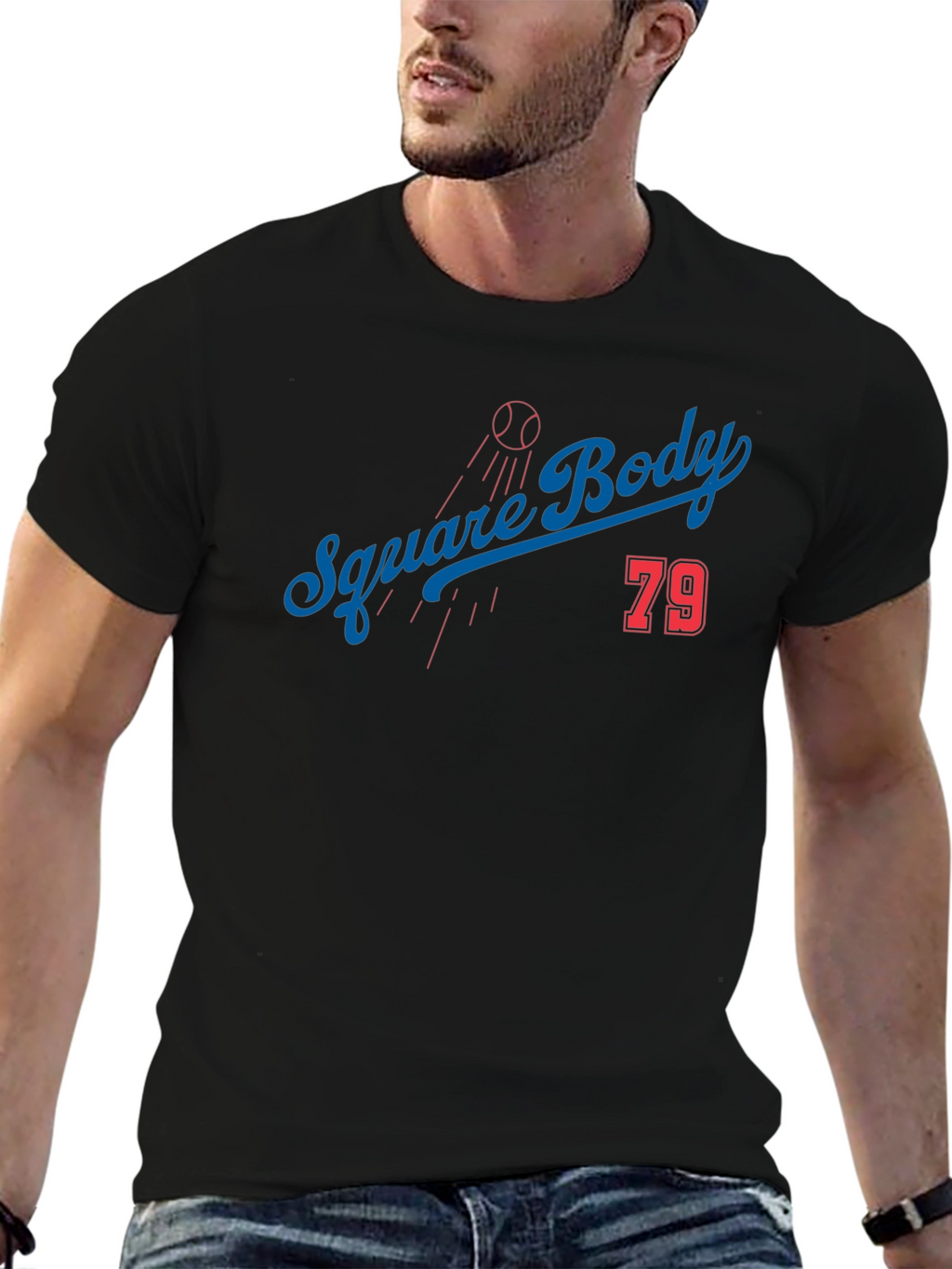 Square Body Baseball Tee - Black