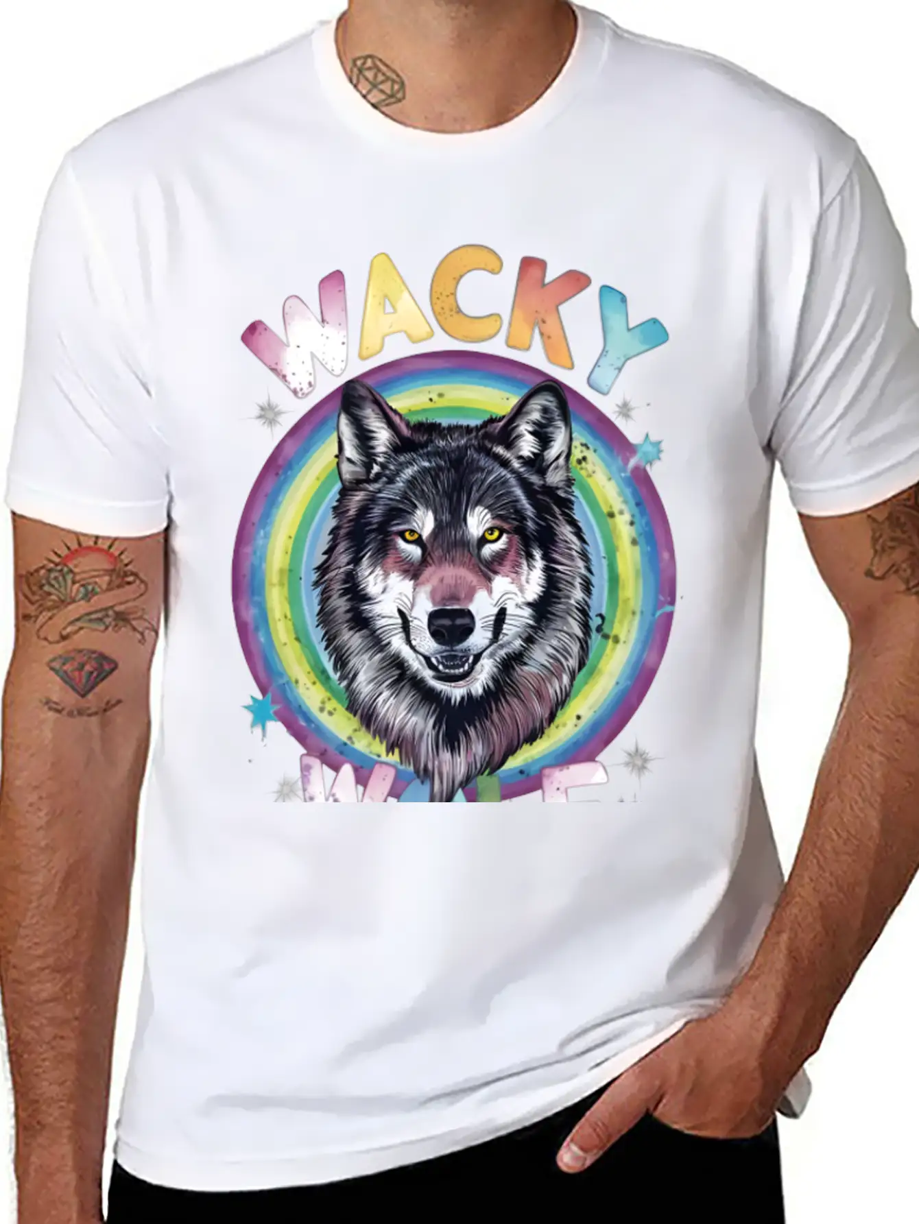Wacky Wolf Pack Stylish Everyday T-Shirt – Unisex Basic Cotton Tee