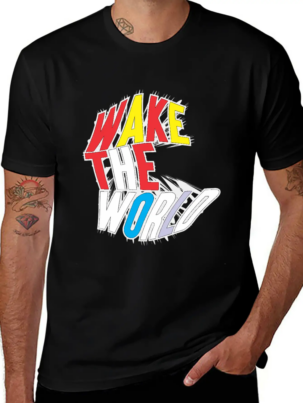 WAKE THE WORLD Unisex Short Sleeve Soft Cotton T-Shirt – Casual Everyday Wear