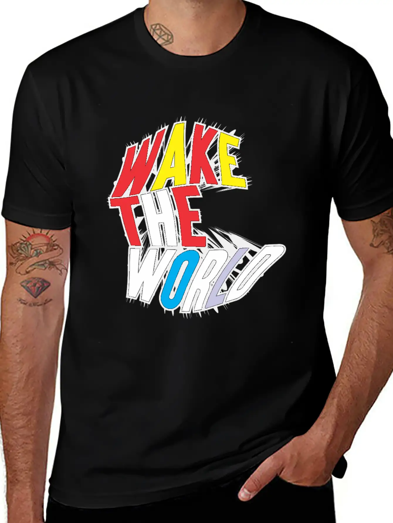 WAKE THE WORLD Unisex Short Sleeve Soft Cotton T-Shirt – Casual Everyday Wear