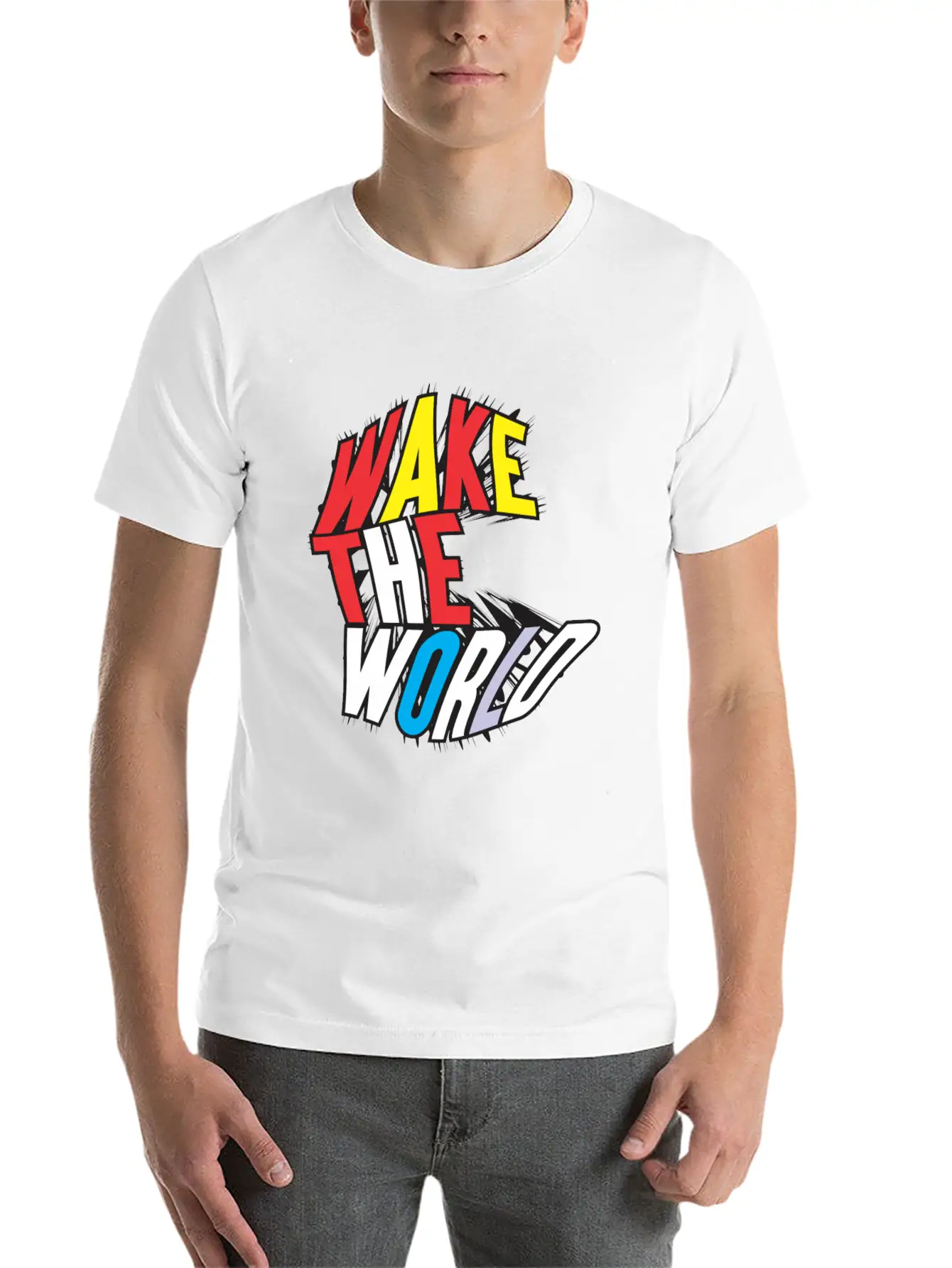 WAKE THE WORLD Unisex Short Sleeve Soft Cotton T-Shirt – Casual Everyday Wear
