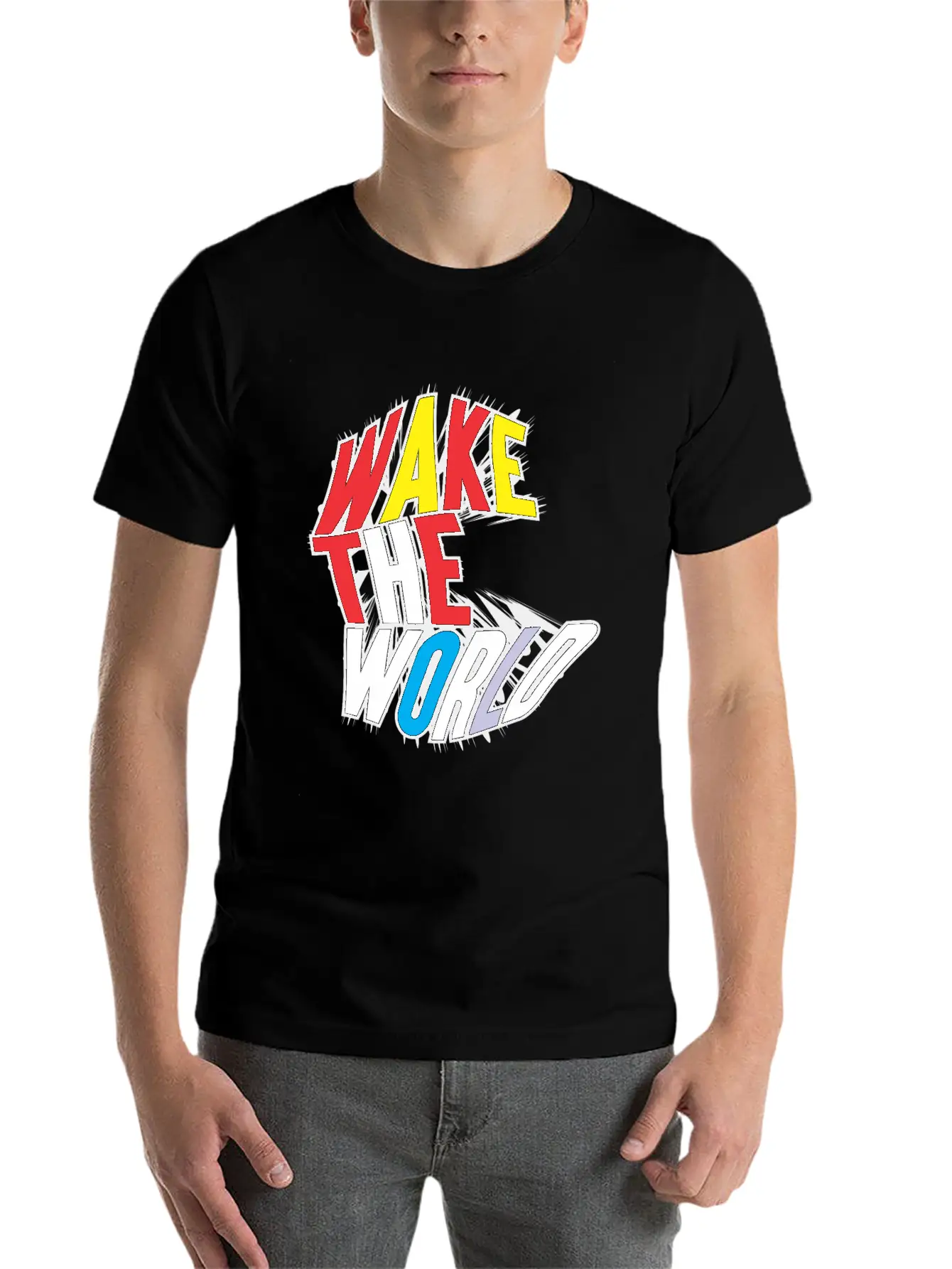 WAKE THE WORLD Unisex Short Sleeve Soft Cotton T-Shirt – Casual Everyday Wear