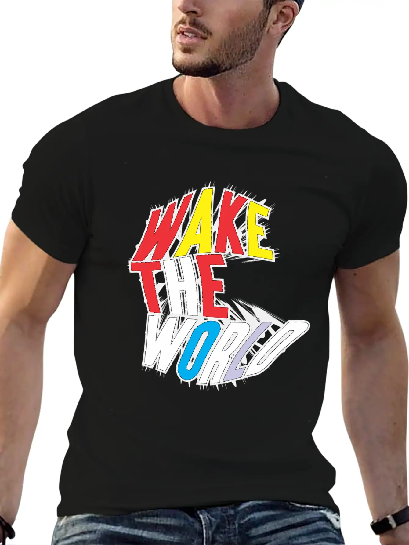 WAKE THE WORLD Unisex Short Sleeve Soft Cotton T-Shirt – Casual Everyday Wear