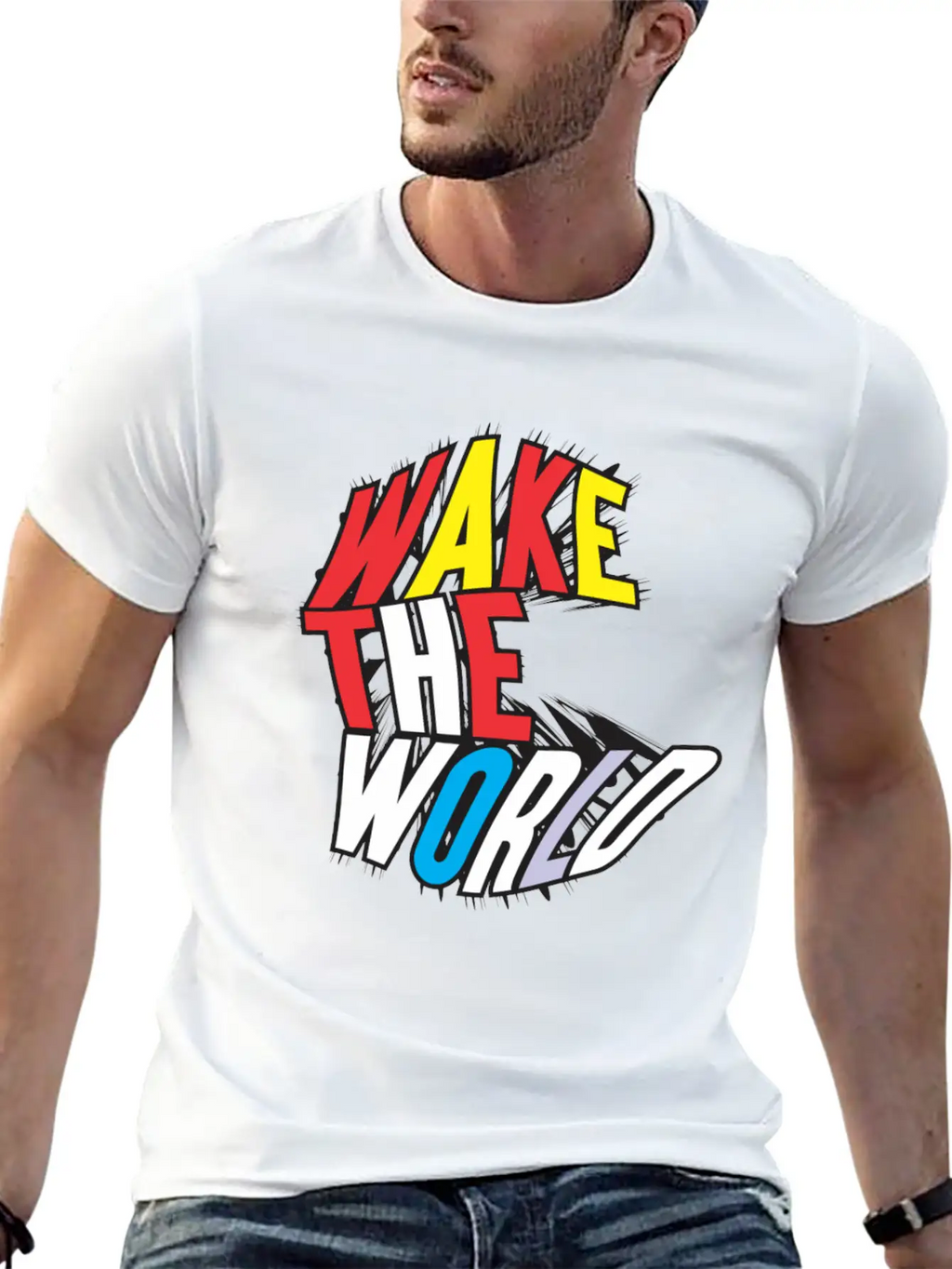 WAKE THE WORLD Unisex Short Sleeve Soft Cotton T-Shirt – Casual Everyday Wear