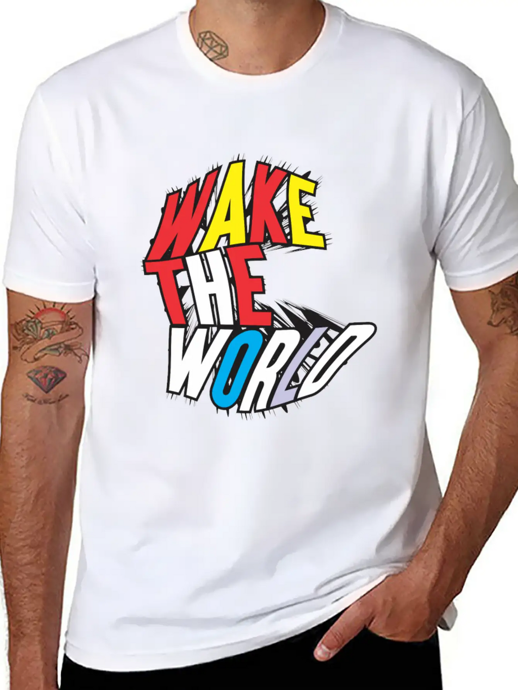 WAKE THE WORLD Unisex Short Sleeve Soft Cotton T-Shirt – Casual Everyday Wear