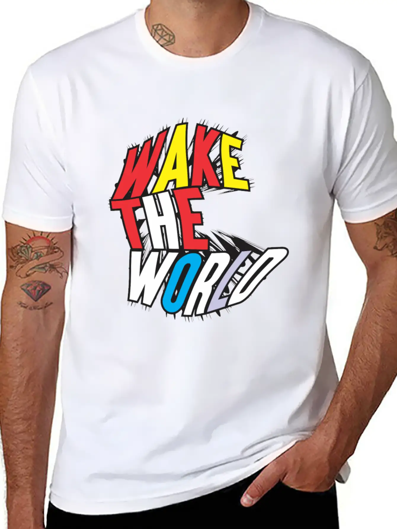 WAKE THE WORLD Unisex Short Sleeve Soft Cotton T-Shirt – Casual Everyday Wear