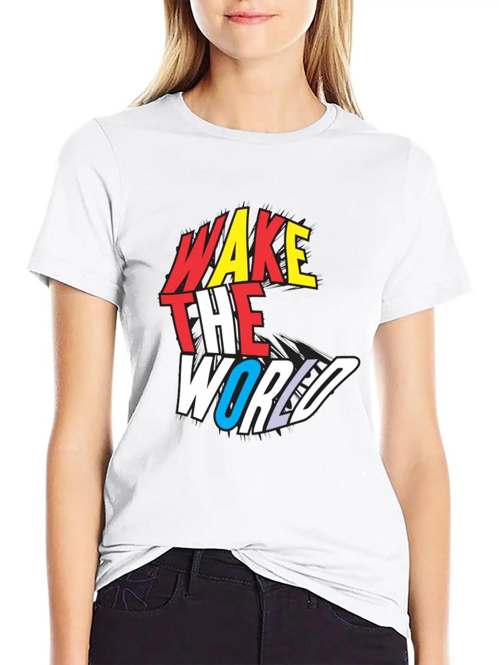WAKE THE WORLD Unisex Short Sleeve Soft Cotton T-Shirt – Casual Everyday Wear
