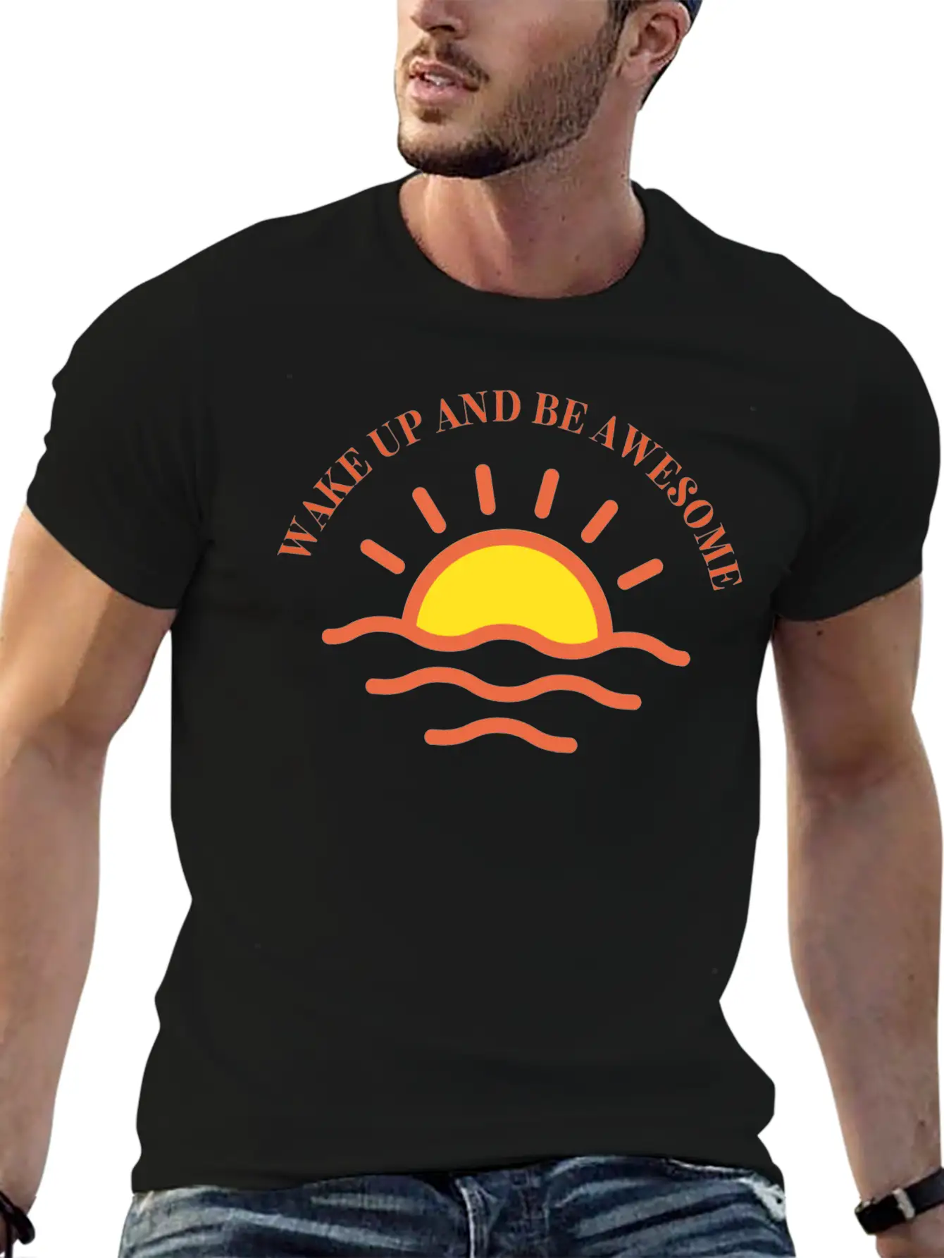Wake Up And Be Awesome Breathable Soft Cotton T-Shirt – Timeless Casual Look