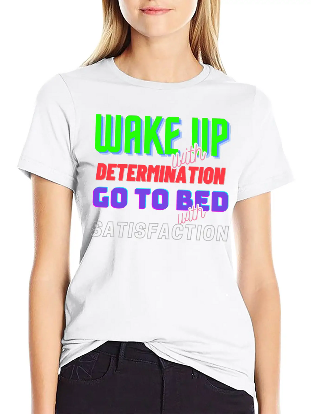 Wake Up With Determination Satisfaction Unisex Short Sleeve Soft Cotton T-Shirt – Casual Everyday Wear