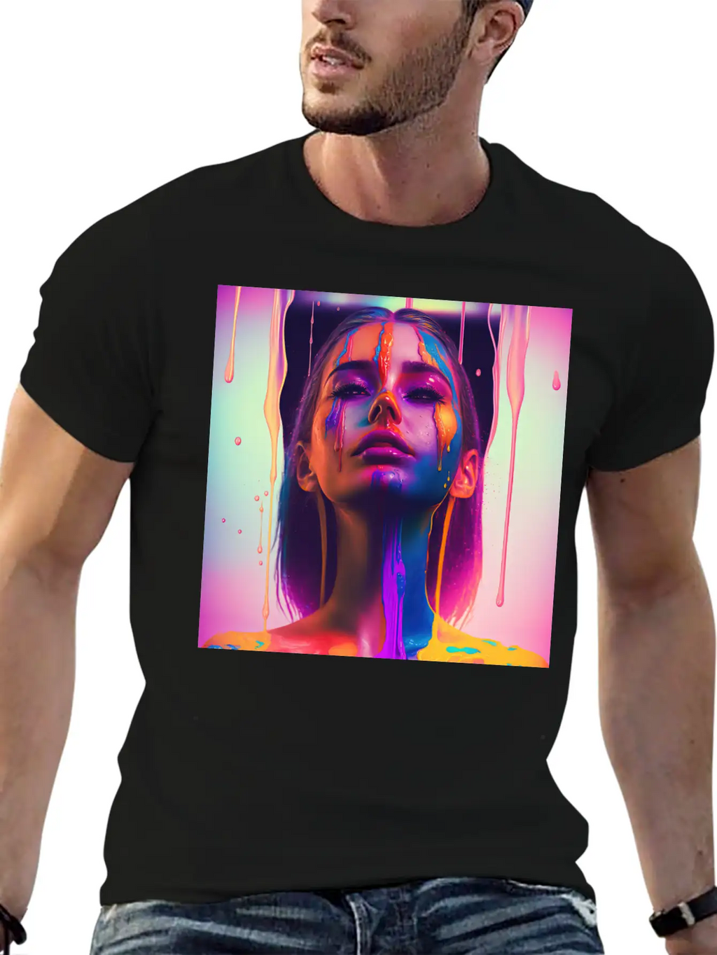 Waking Up On The Right Side Of Bed - Drip Portrait Unisex Casual T-Shirt – Clean Design For Daily Comfort