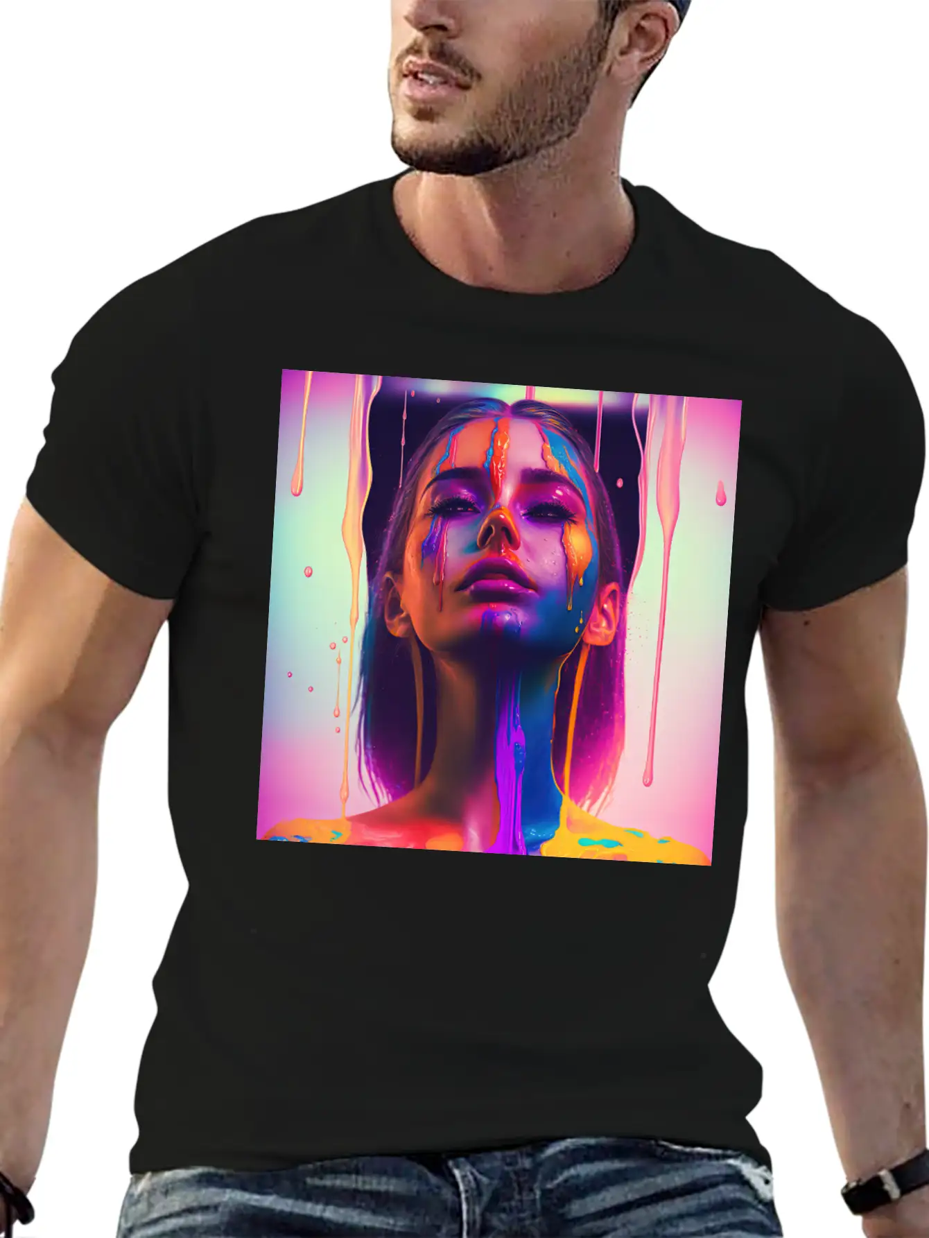 Waking Up On The Right Side Of Bed - Drip Portrait Unisex Casual T-Shirt – Clean Design For Daily Comfort