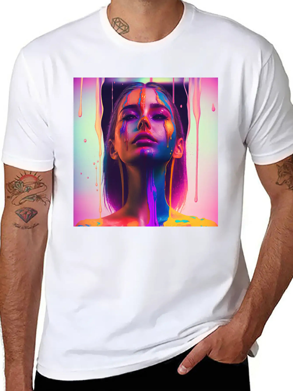 Waking Up On The Right Side Of Bed - Drip Portrait Unisex Casual T-Shirt – Clean Design For Daily Comfort