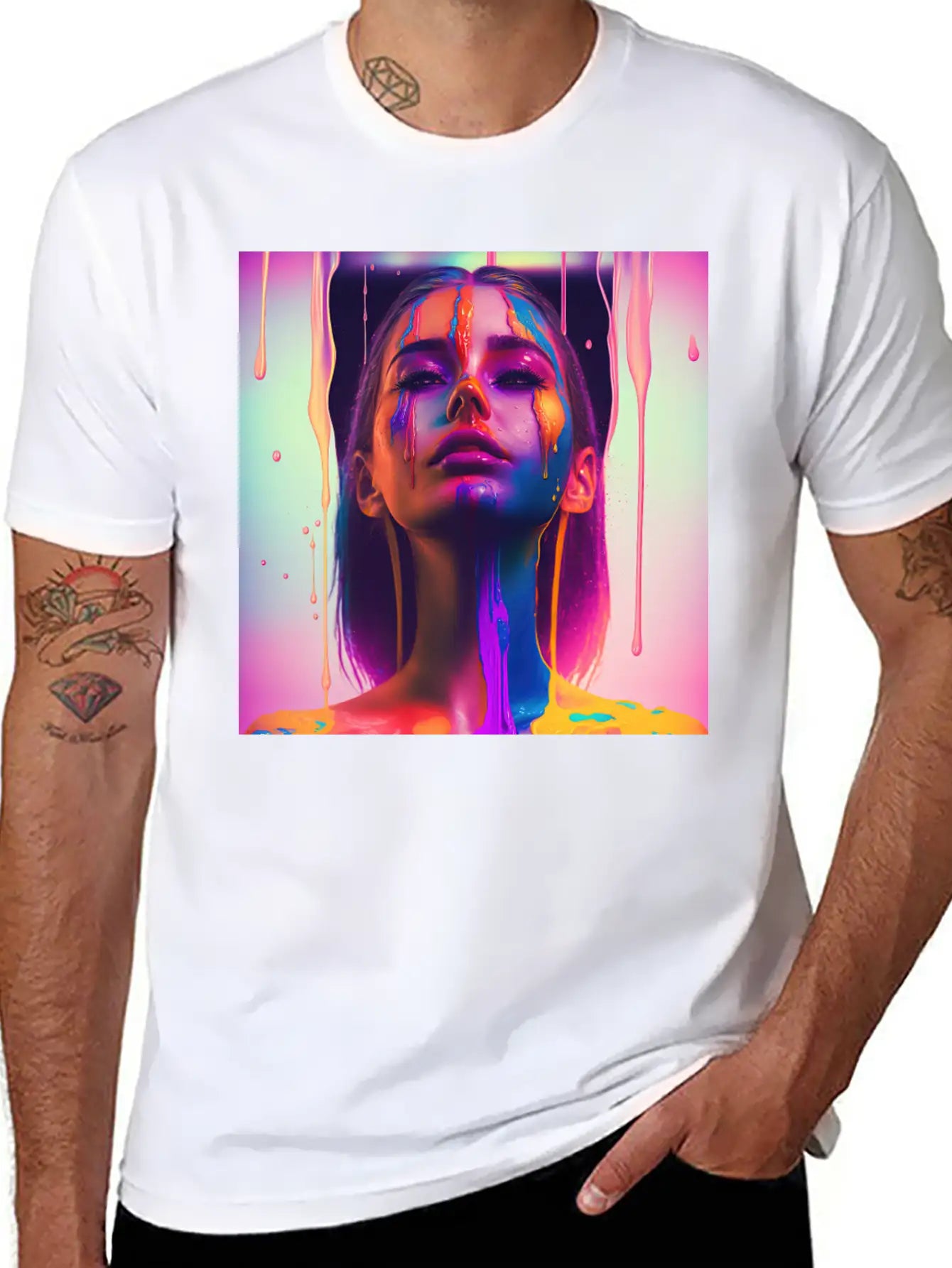Waking Up On The Right Side Of Bed - Drip Portrait Unisex Casual T-Shirt – Clean Design For Daily Comfort