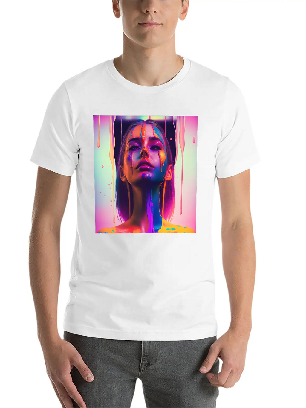 Waking Up On The Right Side Of Bed - Drip Portrait Unisex Casual T-Shirt – Clean Design For Daily Comfort