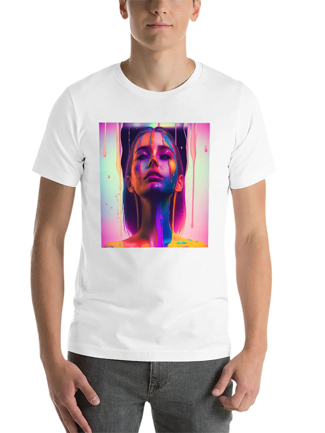 Waking Up On The Right Side Of Bed - Drip Portrait Unisex Casual T-Shirt – Clean Design For Daily Comfort