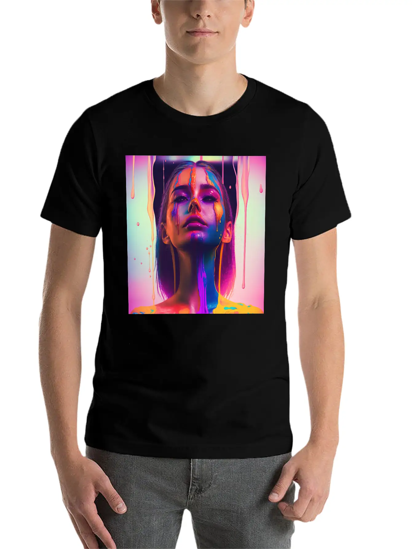 Waking Up On The Right Side Of Bed - Drip Portrait Unisex Casual T-Shirt – Clean Design For Daily Comfort