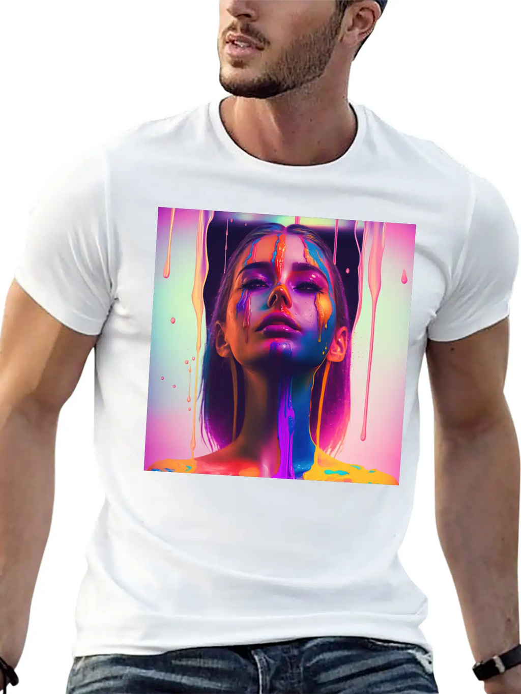 Waking Up On The Right Side Of Bed - Drip Portrait Unisex Casual T-Shirt – Clean Design For Daily Comfort