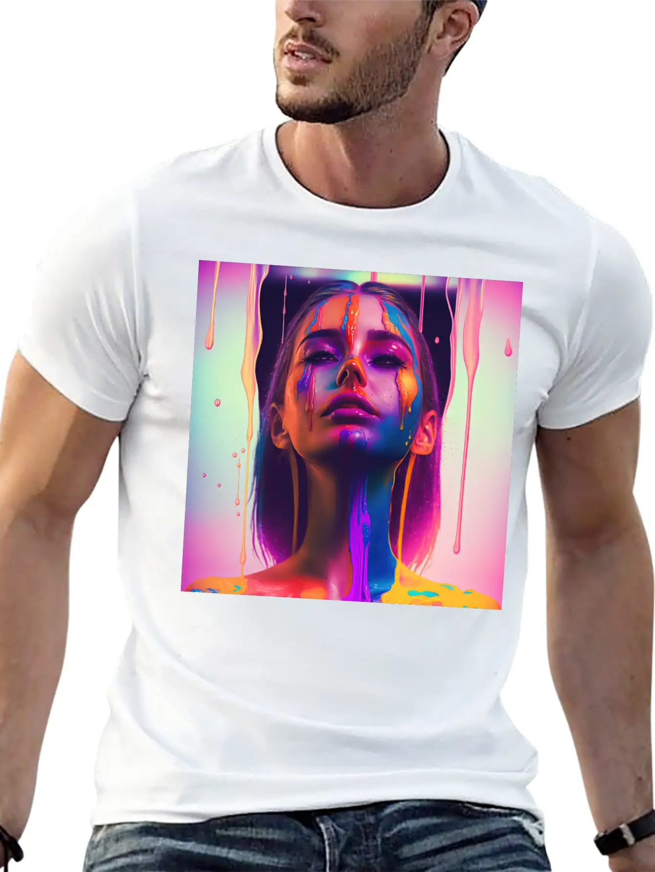 Waking Up On The Right Side Of Bed - Drip Portrait Unisex Casual T-Shirt – Clean Design For Daily Comfort