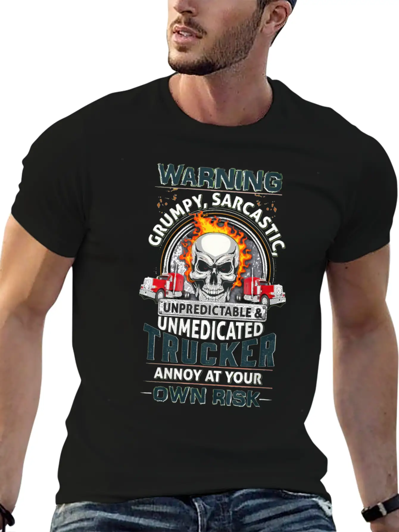 Warning Grumpy Sarcastic Unisex Short Sleeve Soft Cotton T-Shirt – Casual Everyday Wear