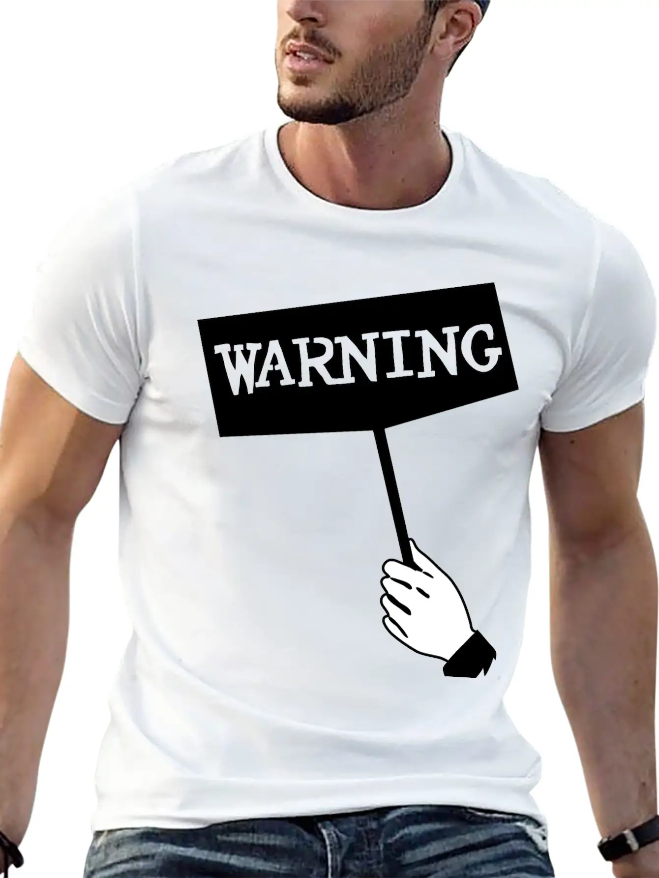 WARNING Unisex Short Sleeve Soft Cotton T-Shirt – Casual Everyday Wear