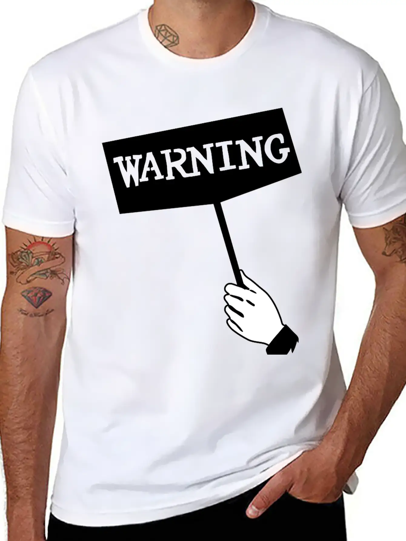 WARNING Unisex Short Sleeve Soft Cotton T-Shirt – Casual Everyday Wear