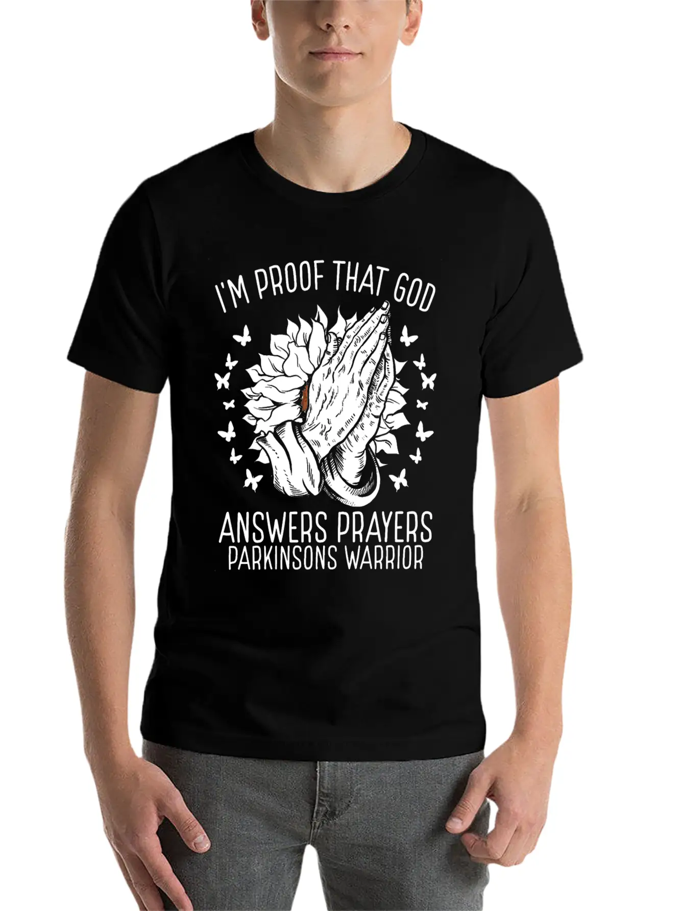 Warrior Faith God Parkinsons Awareness Ribbon Casual Graphic T-Shirt – Simple And Comfortable Daily Wear