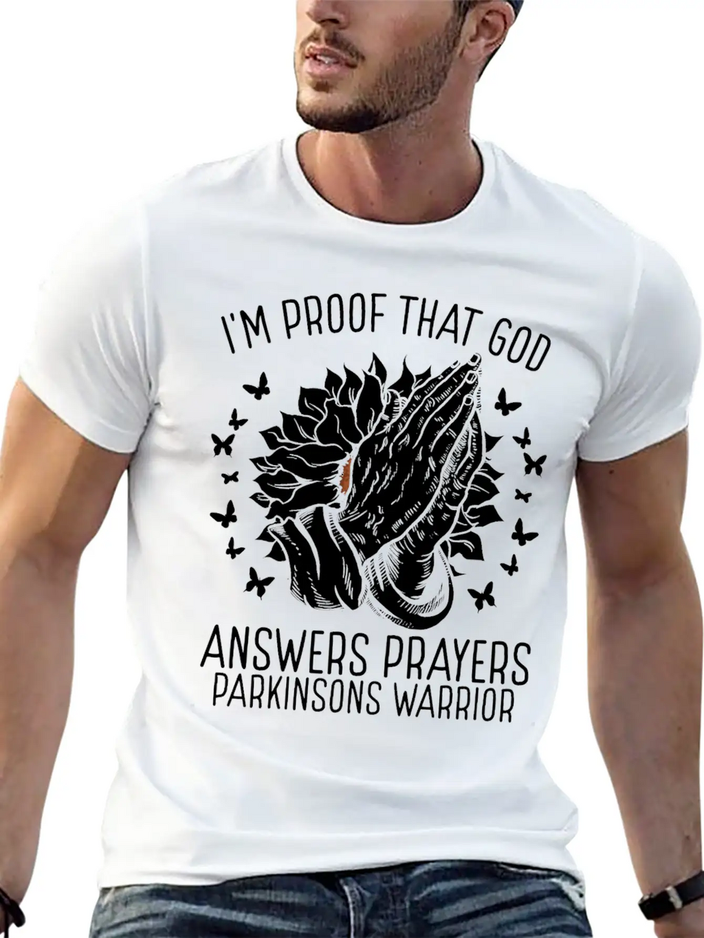 Warrior Faith God Parkinsons Awareness Ribbon Casual Graphic T-Shirt – Simple And Comfortable Daily Wear