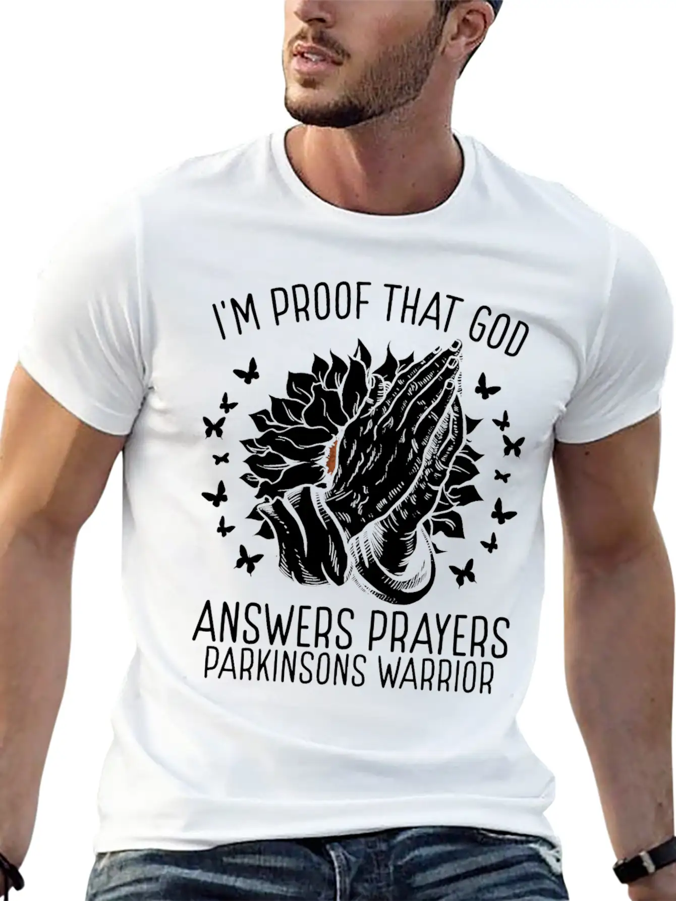 Warrior Faith God Parkinsons Awareness Ribbon Casual Graphic T-Shirt – Simple And Comfortable Daily Wear