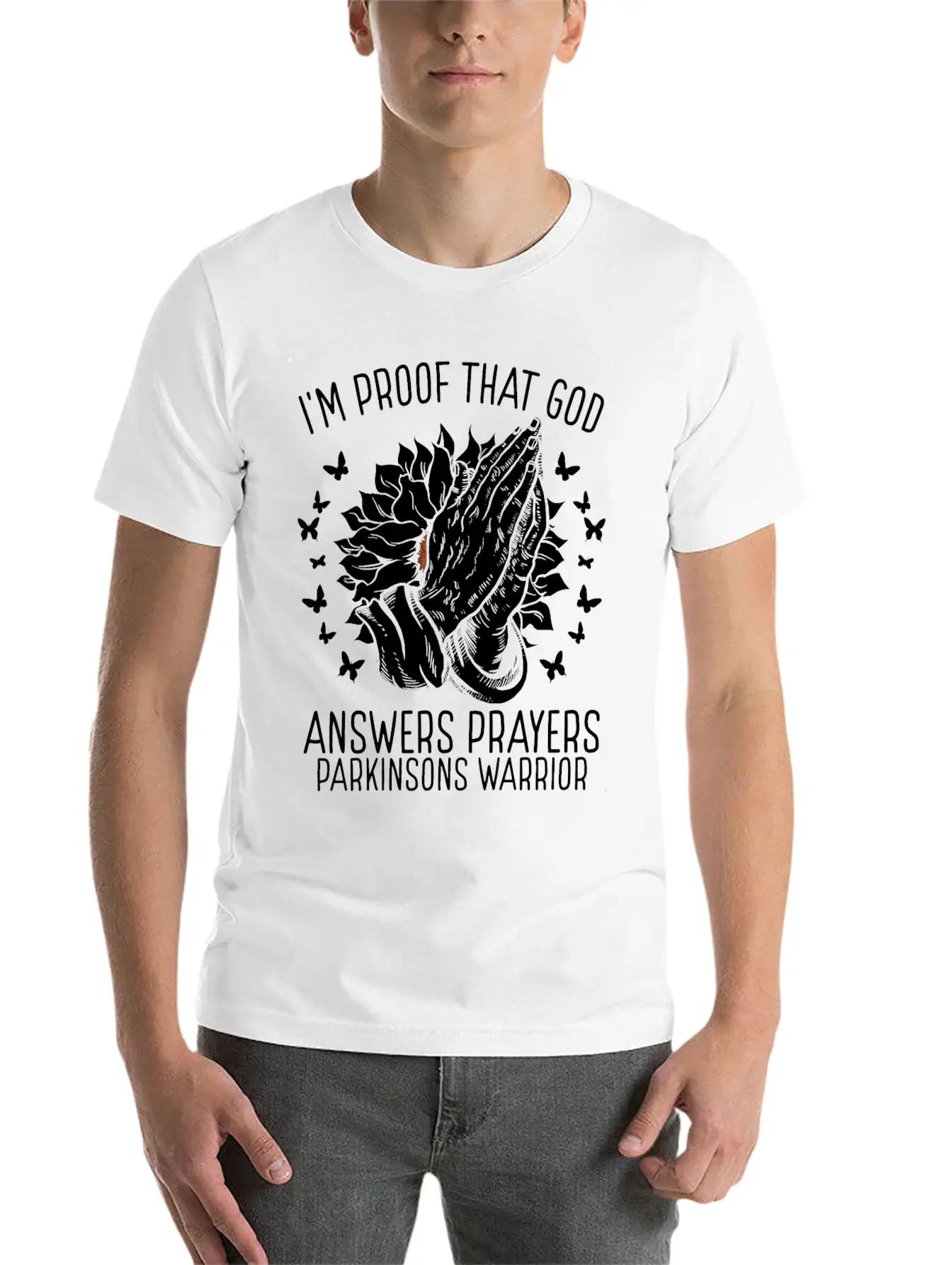 Warrior Faith God Parkinsons Awareness Ribbon Casual Graphic T-Shirt – Simple And Comfortable Daily Wear