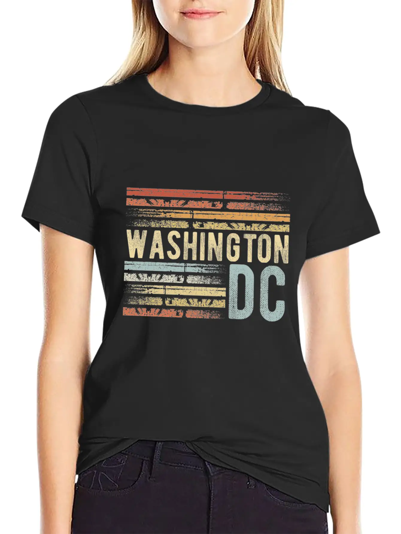 Washington DC Outfit Retro Sunset Unisex Short Sleeve Soft Cotton T-Shirt – Casual Everyday Wear