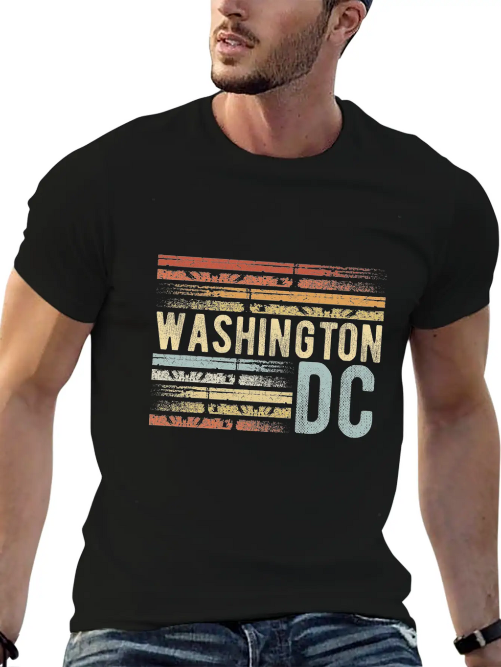 Washington DC Outfit Retro Sunset Unisex Short Sleeve Soft Cotton T-Shirt – Casual Everyday Wear
