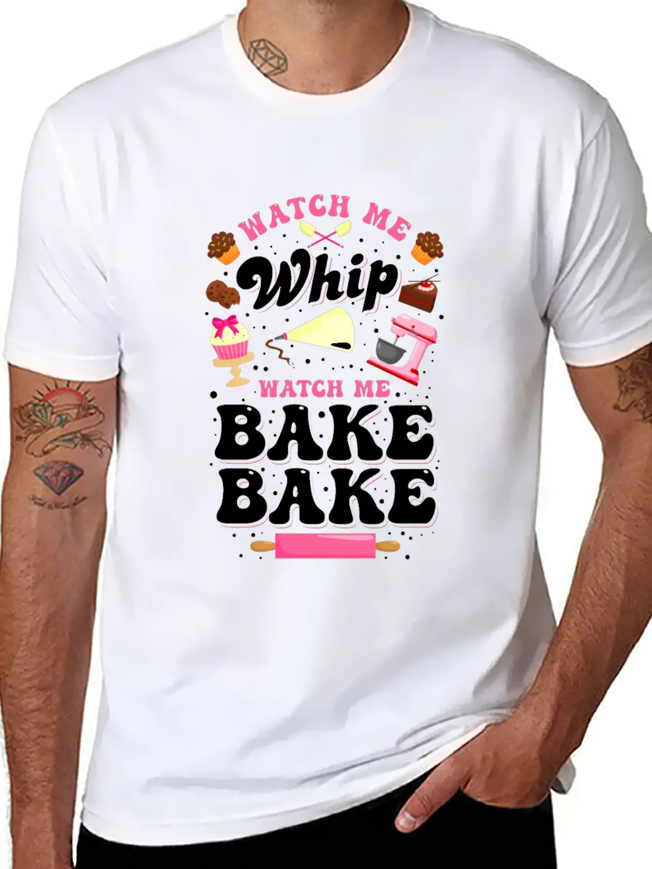 Watch Me Whip Watch Me Bake Bake Baking Gift Classic Fit Graphic Tee For Daily Comfort – Unisex Cotton Shirt