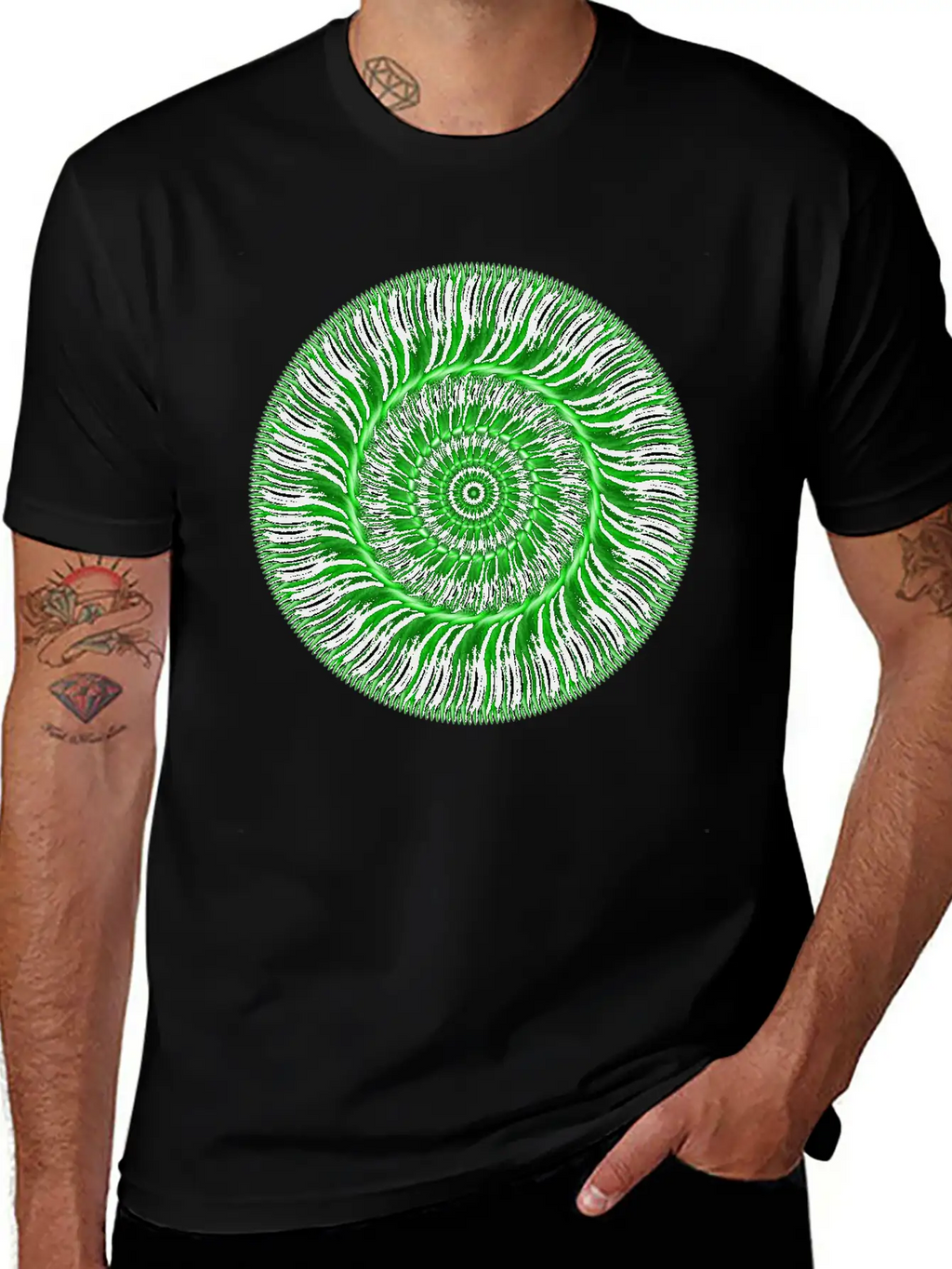 Watcher Of Green Mandala Breathable Soft Cotton T-Shirt – Timeless Casual Look