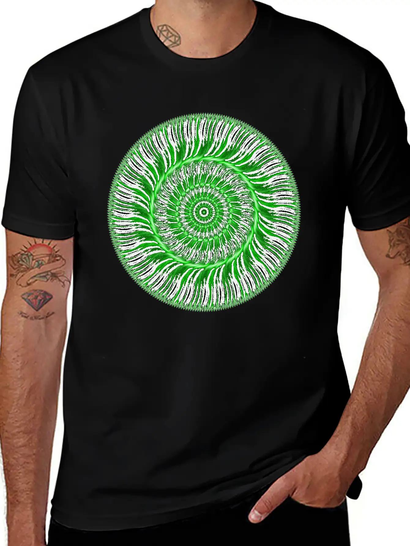Watcher Of Green Mandala Breathable Soft Cotton T-Shirt – Timeless Casual Look