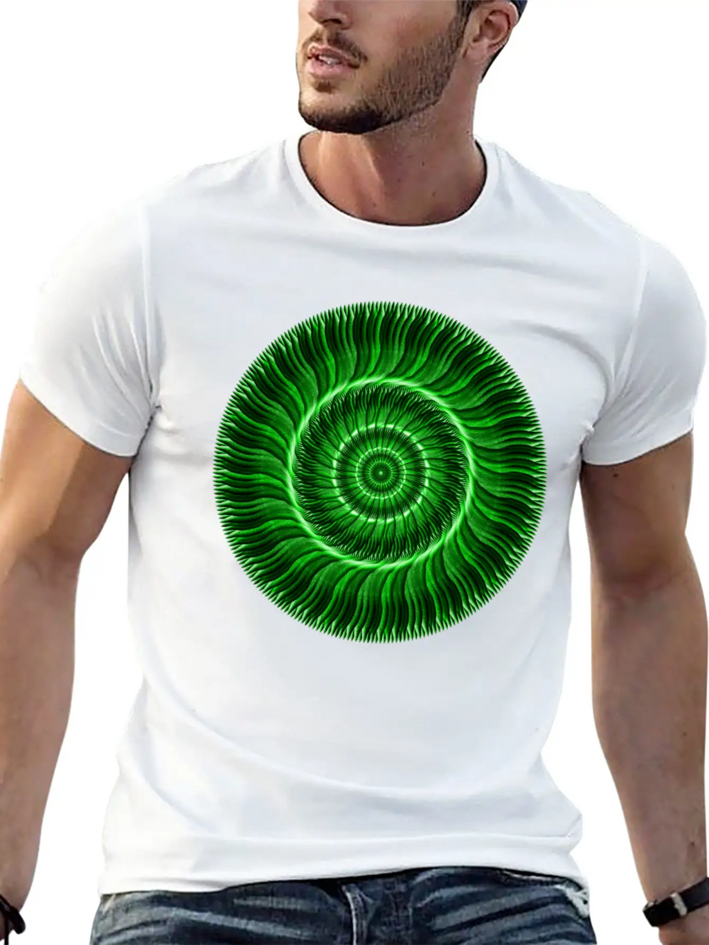Watcher Of Green Mandala Breathable Soft Cotton T-Shirt – Timeless Casual Look
