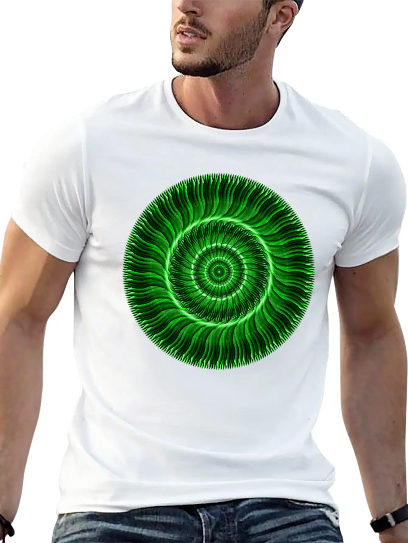 Watcher Of Green Mandala Breathable Soft Cotton T-Shirt – Timeless Casual Look
