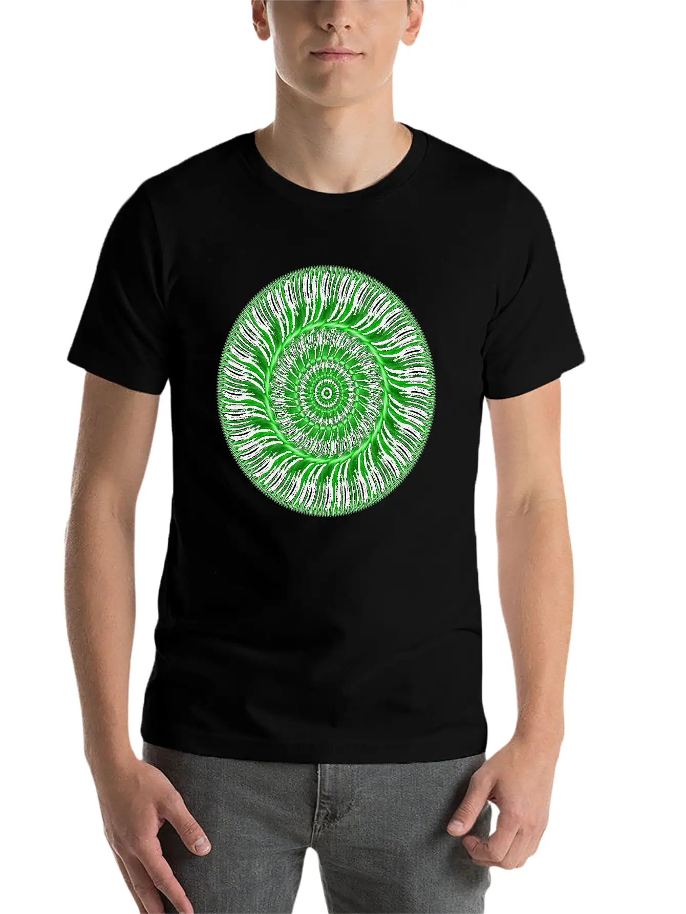 Watcher Of Green Mandala Breathable Soft Cotton T-Shirt – Timeless Casual Look